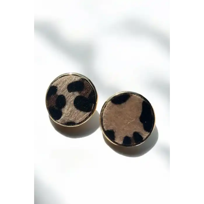 Karışık Renk Leopar Desenli Küpe (Çift)