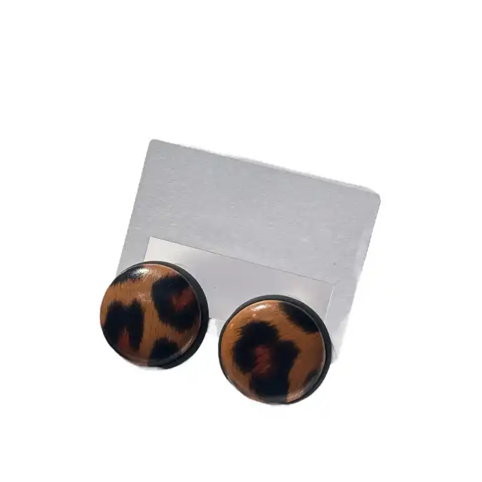 Karışık Renk Leopar Desenli Küpe (Çift)