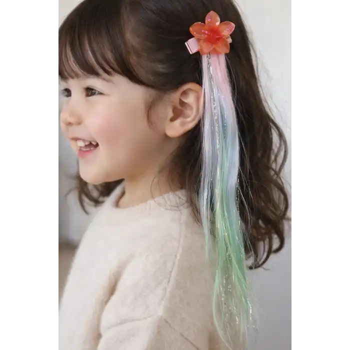 Karışık Renk Lotus Figürlü Saç Detaylı Çocuk Yan Toka