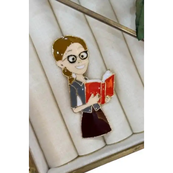 Karışık Renk Öğretmen Figürlü Broş