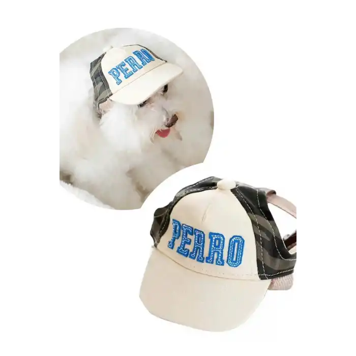 Karışık Renk Perro Yazılı Kamuflaj Desenli L Beden Köpek Şapkası