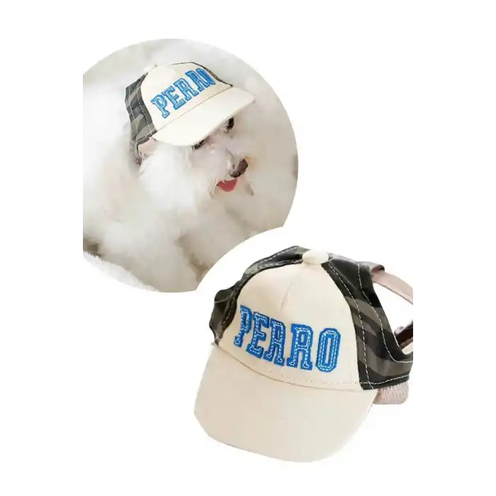 Karışık Renk Perro Yazılı Kamuflaj Desenli S Beden Köpek Şapkası