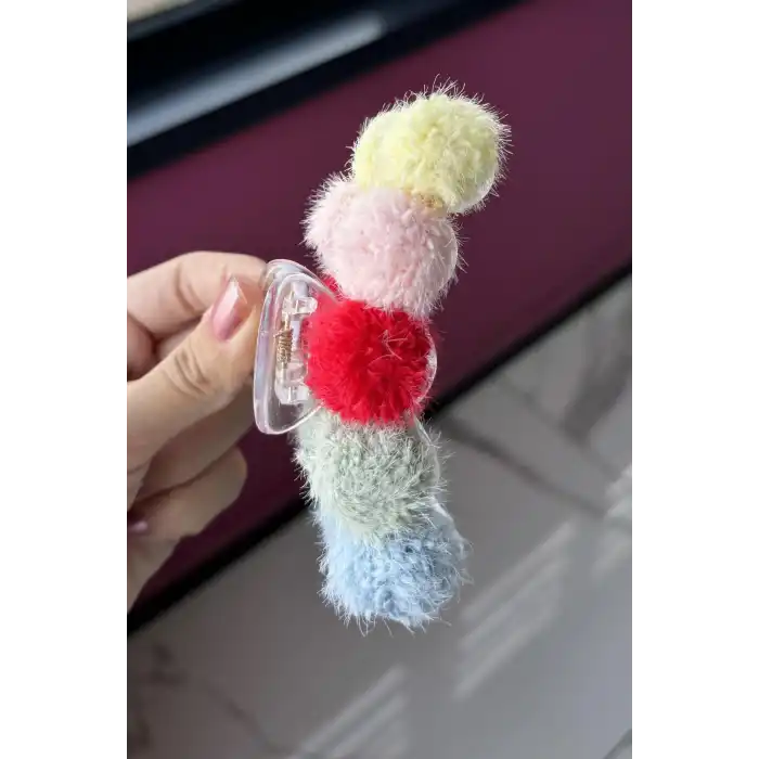 Karışık Renk Ponponlu Mandal Toka