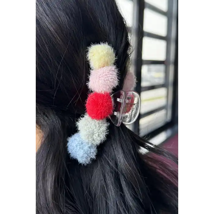 Karışık Renk Ponponlu Mandal Toka