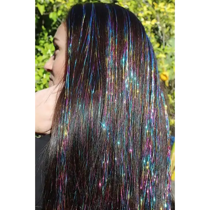Karışık Renk Simli Yan Postiş Hair Tinsel Shiny Hair (50 Cm)