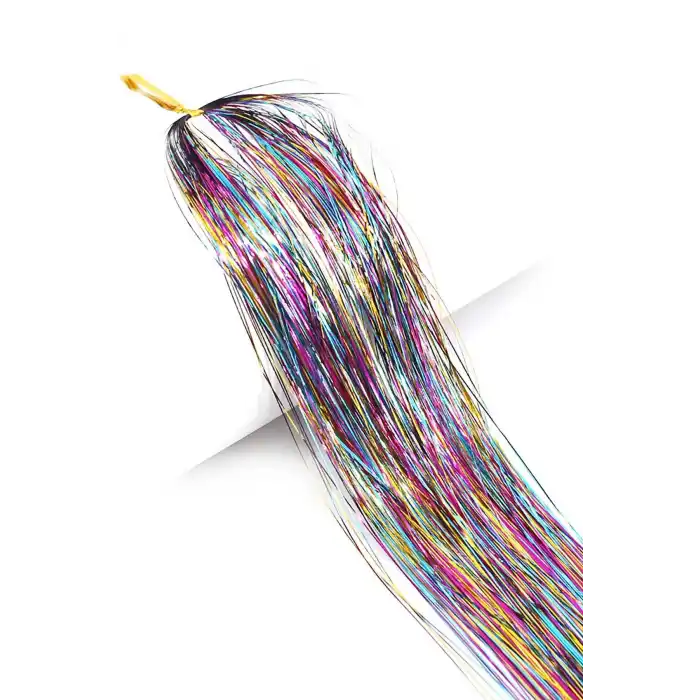 Karışık Renk Simli Yan Postiş Hair Tinsel Shiny Hair (50 Cm)