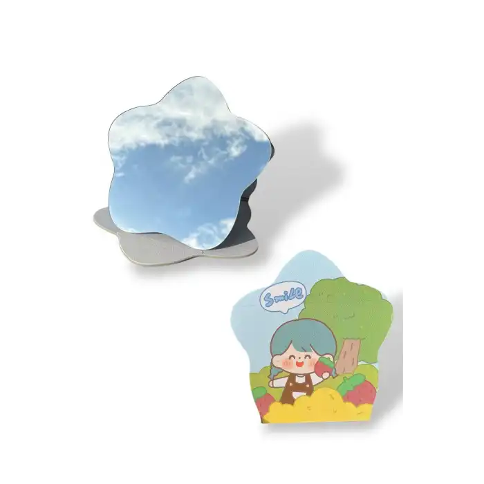 Karışık Renk Smile Yazılı Çocuk Figürlü Masa Aynası