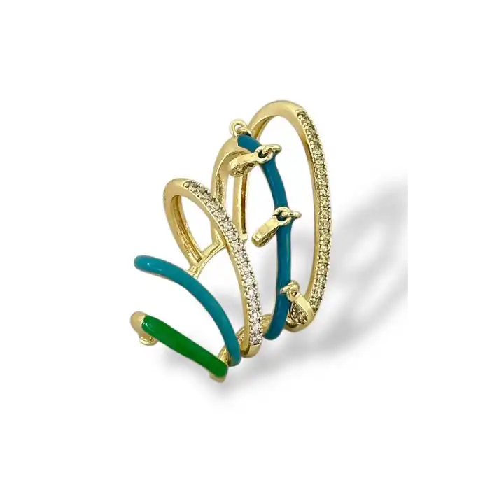 Karışık Renk Taş Detaylı Kulak Aksesuarı