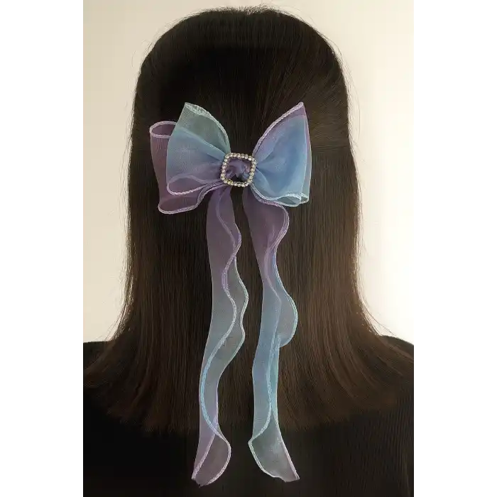 Karışık Renk Taş Detaylı Kurdele Otomat Toka