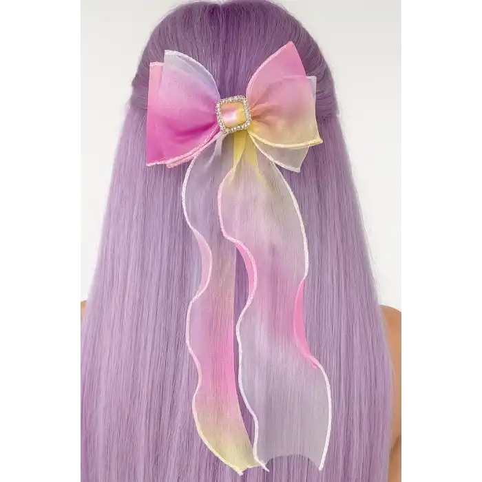 Karışık Renk Taş Detaylı Kurdele Otomat Toka