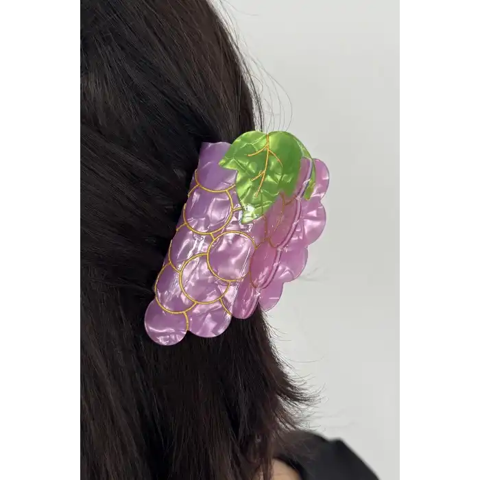 Karışık Renk Üzüm Figürlü Kemik Mandal Toka