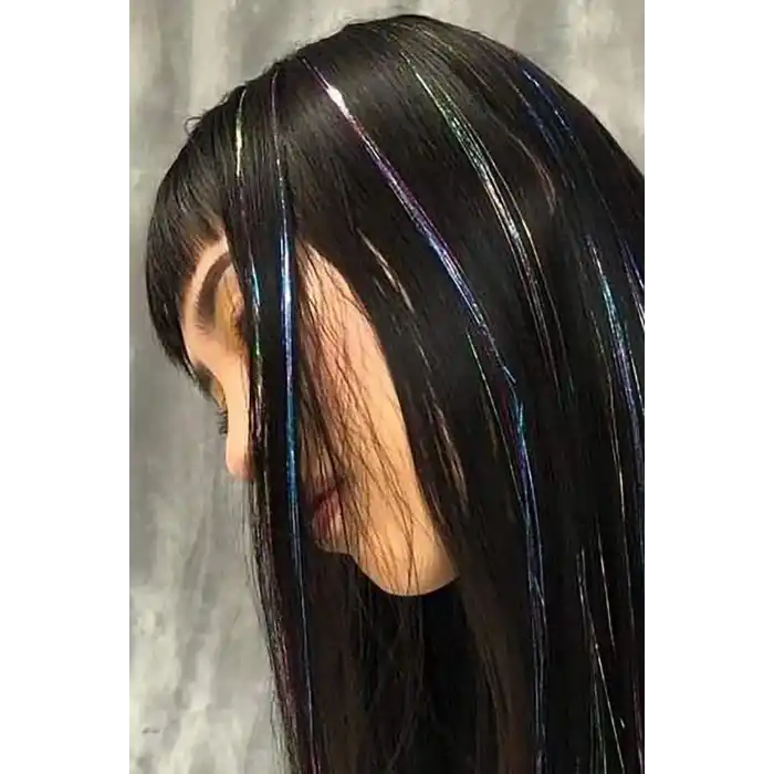 Karışık Renk Yan Postiş Hair Tinsel Shiny Hair (50 Cm)