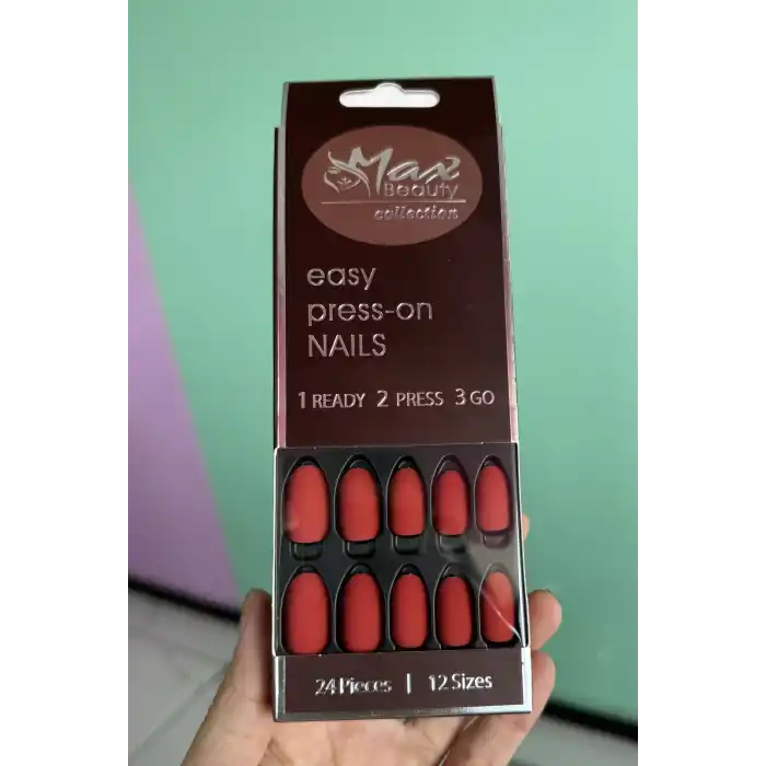 Kırmızı Renk 24lü Takma Tırnak Seti