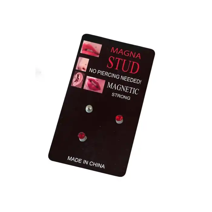Kırmızı Renk 3lü Burun/Dudak/Kulak Delik Gerektirmeyen Cerrahi Mıknatıslı Çelik Piercing