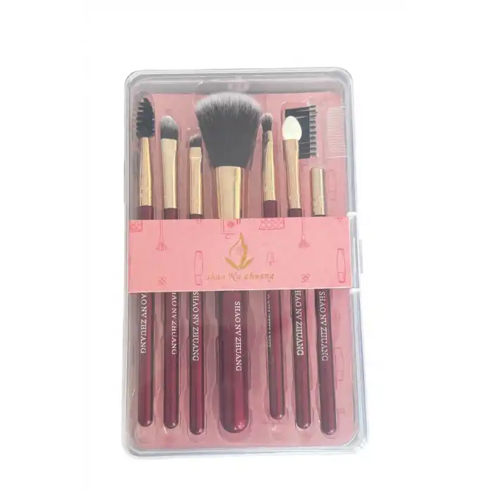 Kırmızı Renk 7li Makyaj Fırçası Set