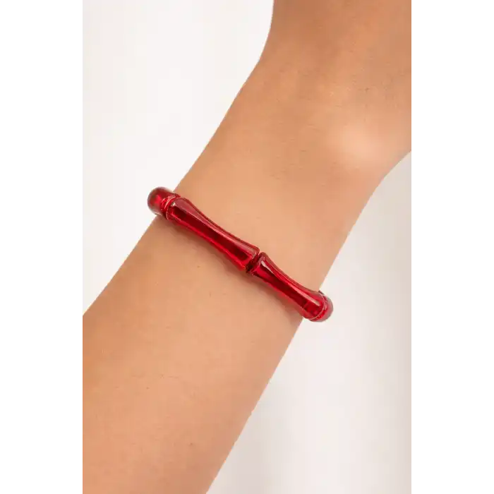 Kırmızı Renk Boncuk Detaylı Bileklik