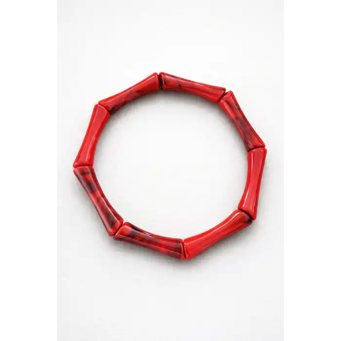 Kırmızı Renk Boncuk Detaylı Bileklik