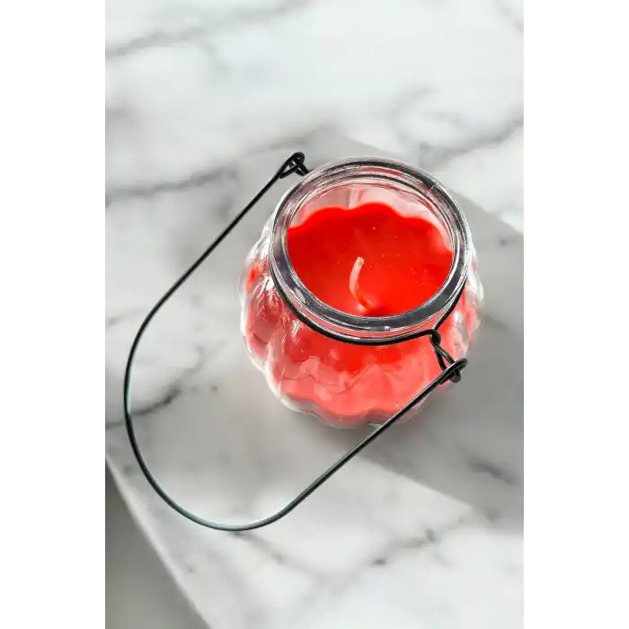 Kırmızı Renk Gül Kokulu Mum