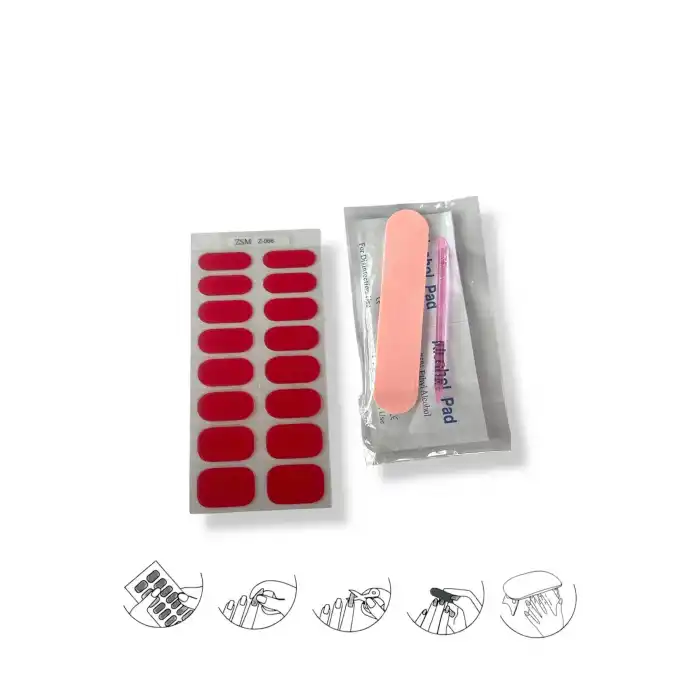 Kırmızı Renk Jel Tırnak Etiketi - Uv Ile Yapılan Poly Jel Sticker Sertleşen -Kürlenmiş Jel Tırnak Stickerı