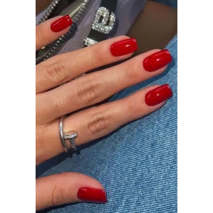 Kırmızı Renk Jel Tırnak Etiketi - Uv Ile Yapılan Poly Jel Sticker Sertleşen -Kürlenmiş Jel Tırnak Stickerı