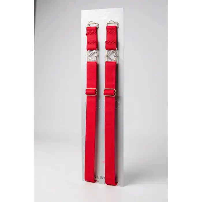 Kırmızı Renk Kalp Figürlü Taşlı Sütyen Askısı