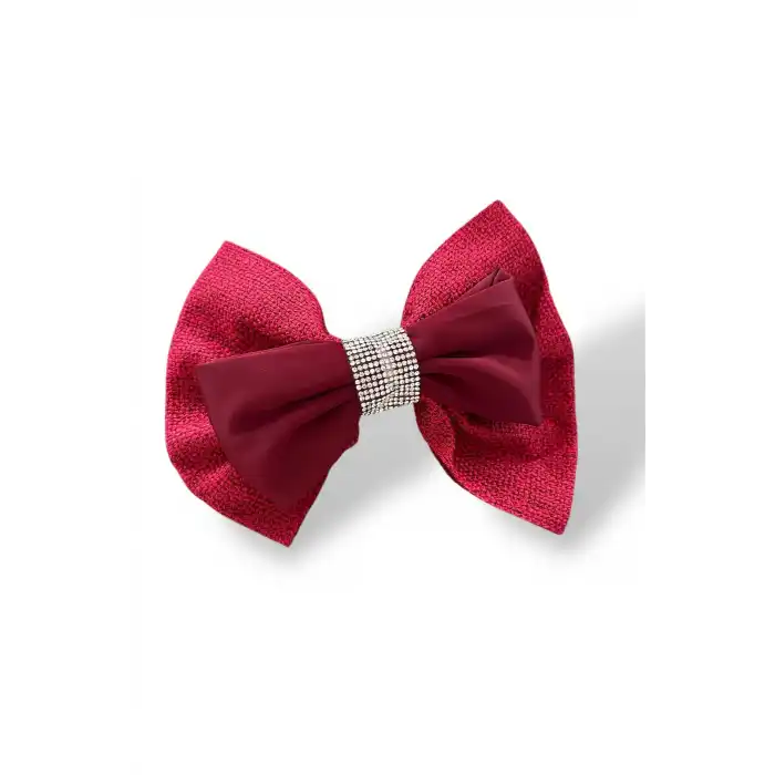 Kırmızı Renk Taş Detaylı Kurdele Otomat Toka