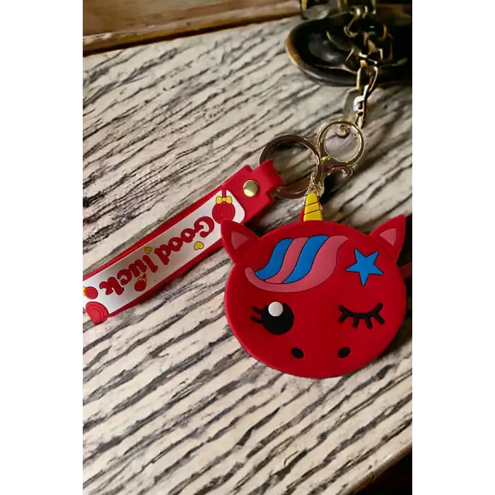 Kırmızı Renk Unicorn Figürlü Cüzdan/ Anahtarlık