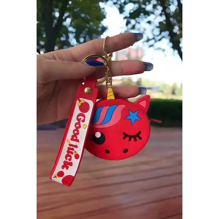 Kırmızı Renk Unicorn Figürlü Cüzdan/ Anahtarlık