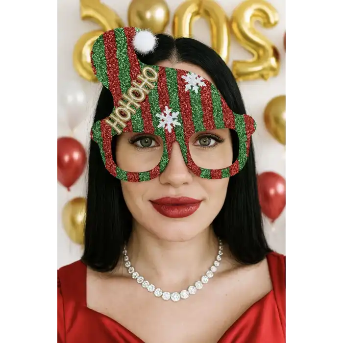 Kırmızı Renk Yılbaşı Temalı Gözlük