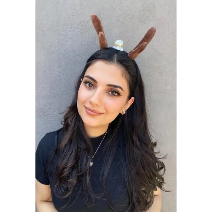 Koyu Kahve Renk Geyik Boynuzu Figürlü İnci Detaylı Taç