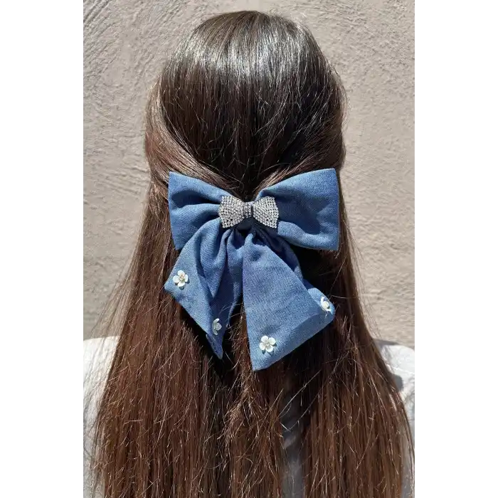 Koyu Mavi Renk Karışık Figürlü Taş Detaylı Otomat Toka