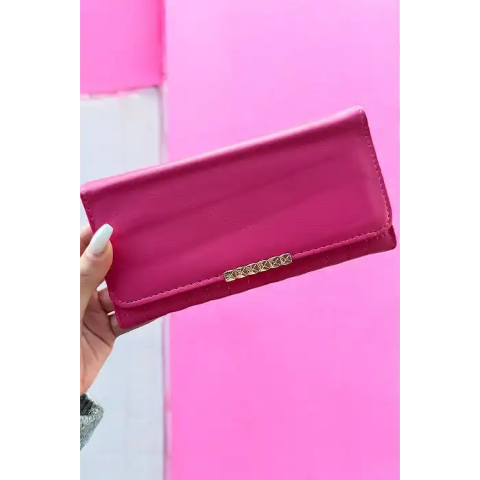 Koyu Pembe Renk Deri Kadın Cüzdan