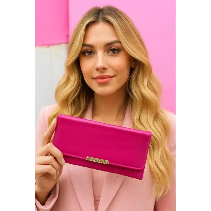 Koyu Pembe Renk Deri Kadın Cüzdan