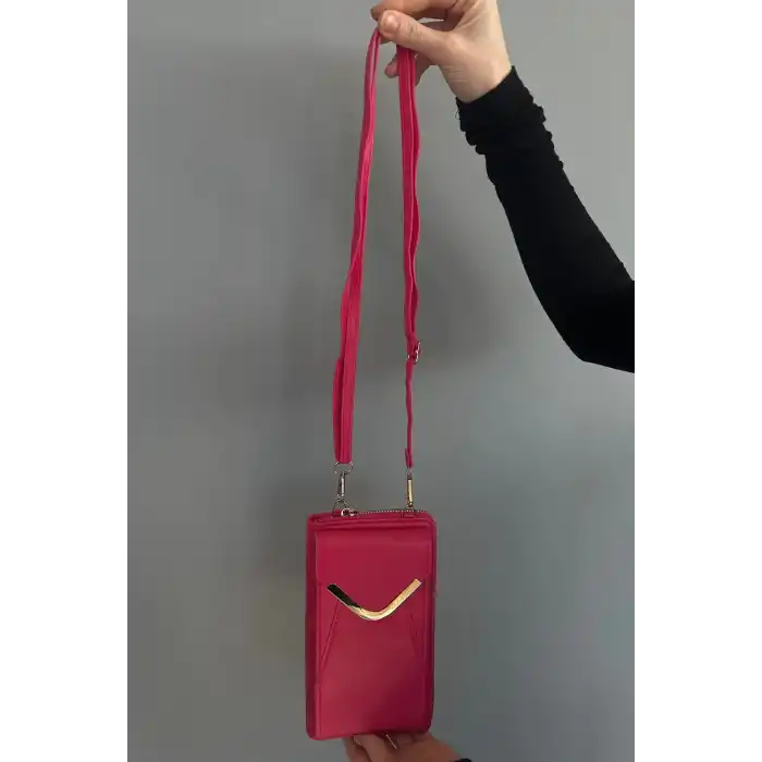 Koyu Pembe Renk Kadın Deri Çanta