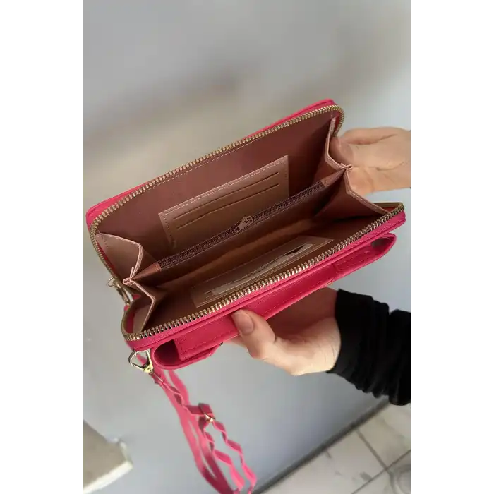 Koyu Pembe Renk Kadın Deri Çanta