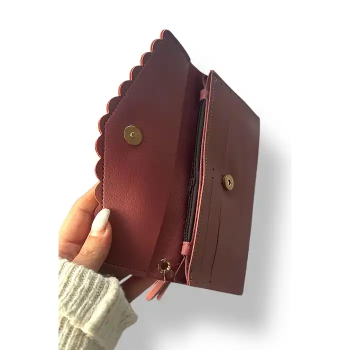 Koyu Pembe Renk Kedi Figürlü Deri Kadın Cüzdan