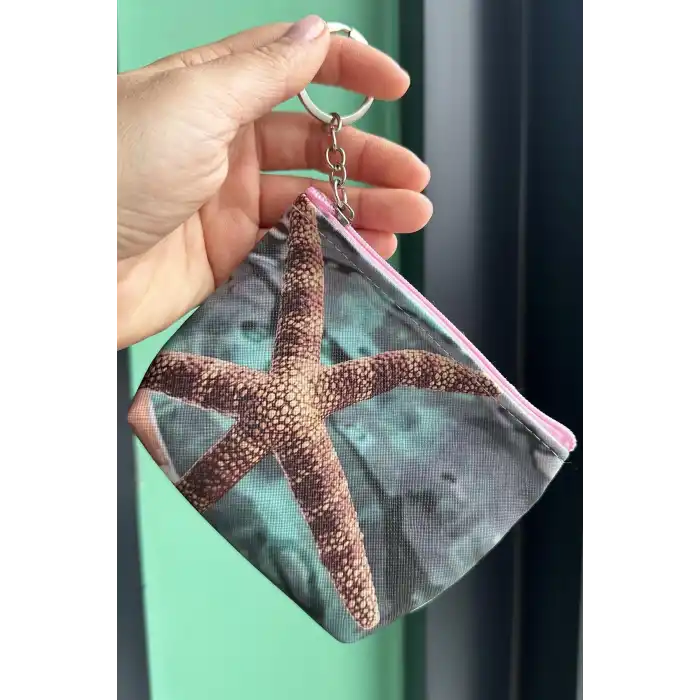 Koyu Yeşil Renk Deniz Yıldızı Figürlü Anahtarlık /Cüzdan