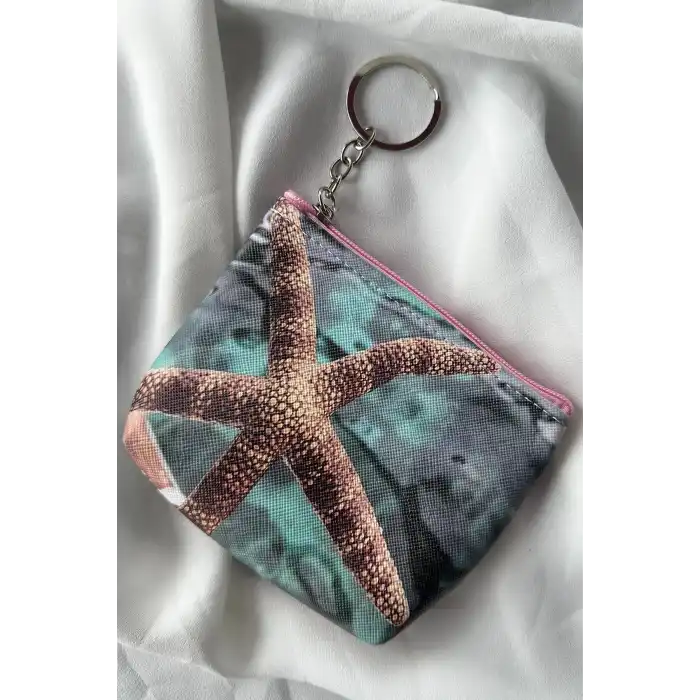 Koyu Yeşil Renk Deniz Yıldızı Figürlü Anahtarlık /Cüzdan