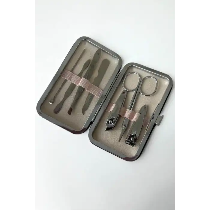 Krem Renk 7 Parça Manikür/ Pedikür Kutulu Törpü Set