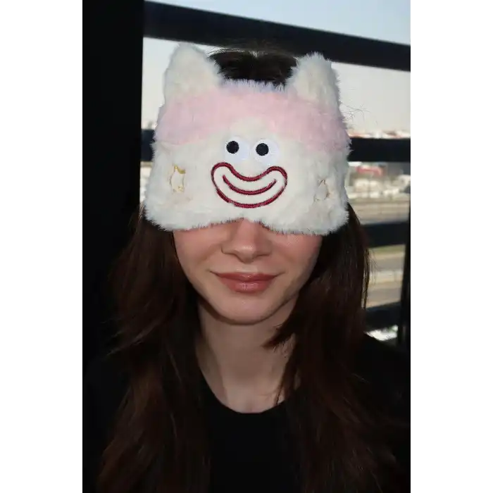 Krem Renk Canavar Figürlü Uyku Bandı