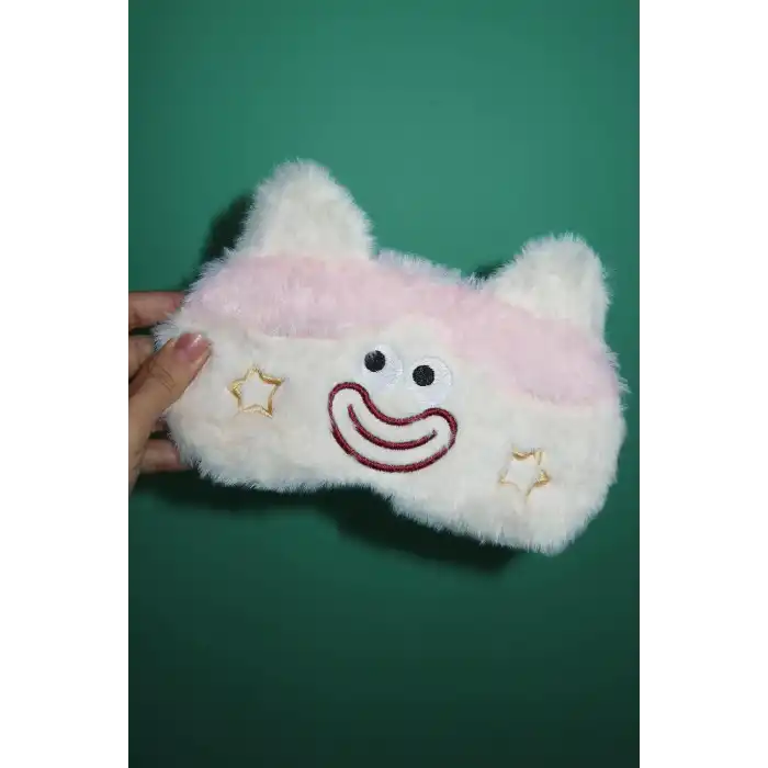 Krem Renk Canavar Figürlü Uyku Bandı