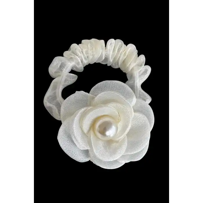 Krem Renk Çiçek Figürlü Simit Toka