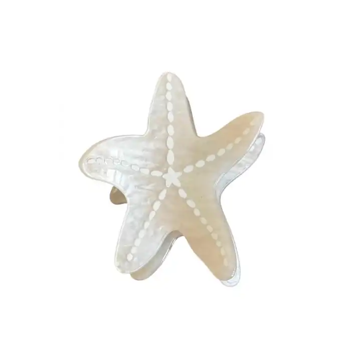 Krem Renk Deniz Yıldız Figürlü Kemik Mandal Toka