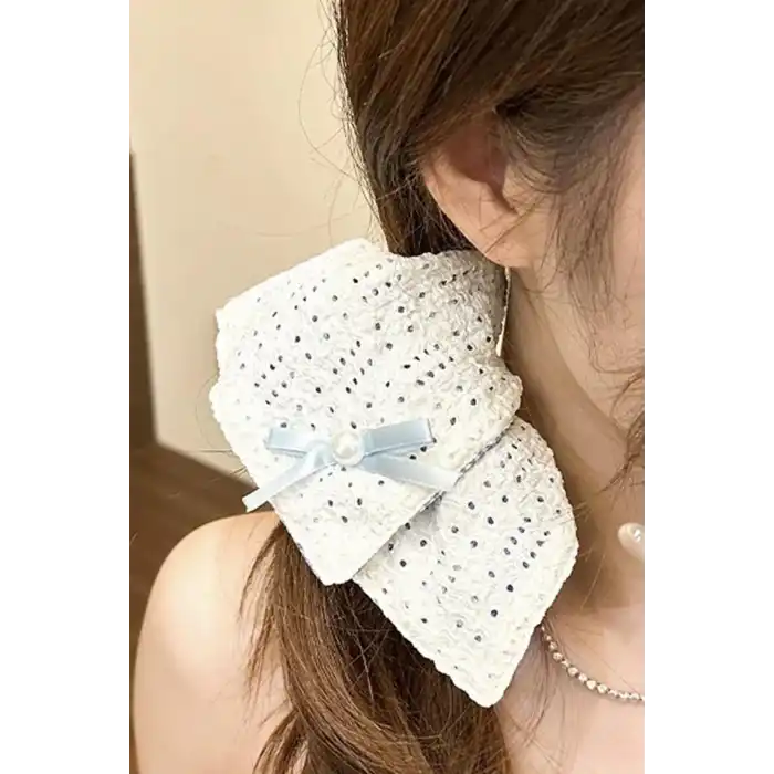 Krem Renk Kurdele Figürlü Simit Toka