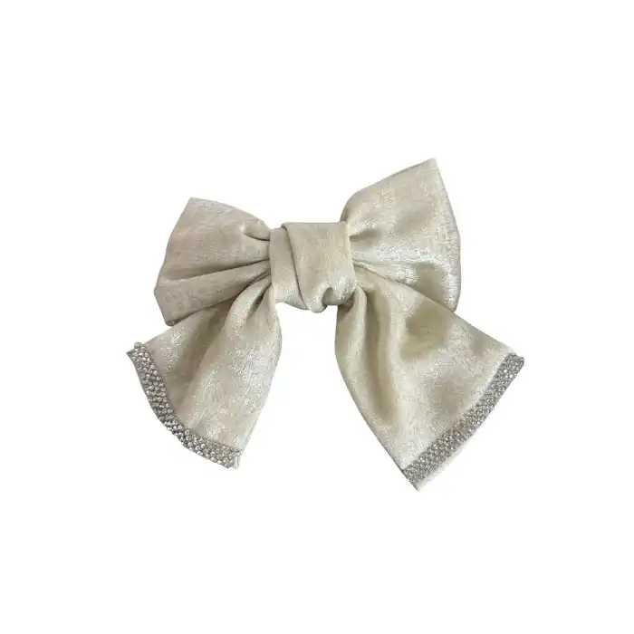 Krem Renk Kurdele Figürlü Taş Detaylı Otomat Toka