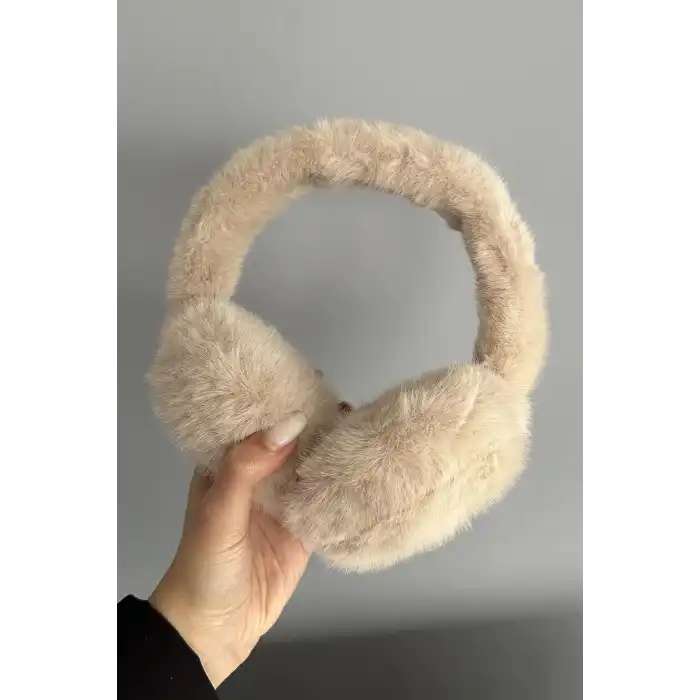 Krem Renk Peluş Kulaklık