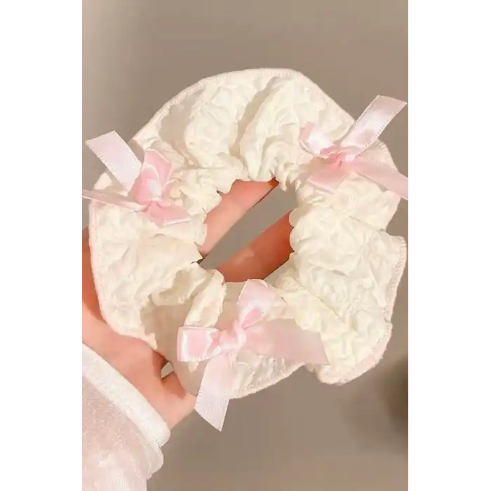 Krem Ve Pembe Renk Kurdele Figürlü Simit Toka