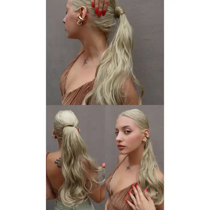 Küllü Sarı Renk Cırtcırtlı Dalgalı At Kuyruğu Saç