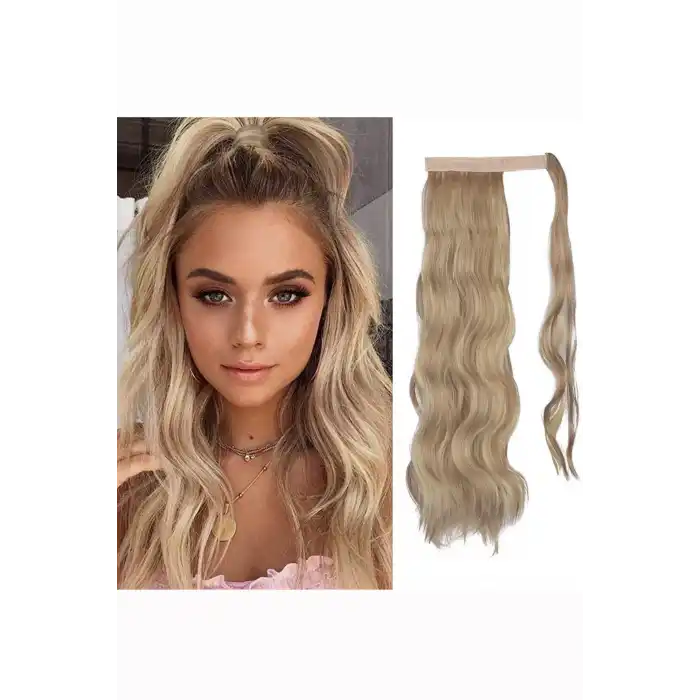 Küllü Sarı Renk Cırtcırtlı Dalgalı At Kuyruğu Saç