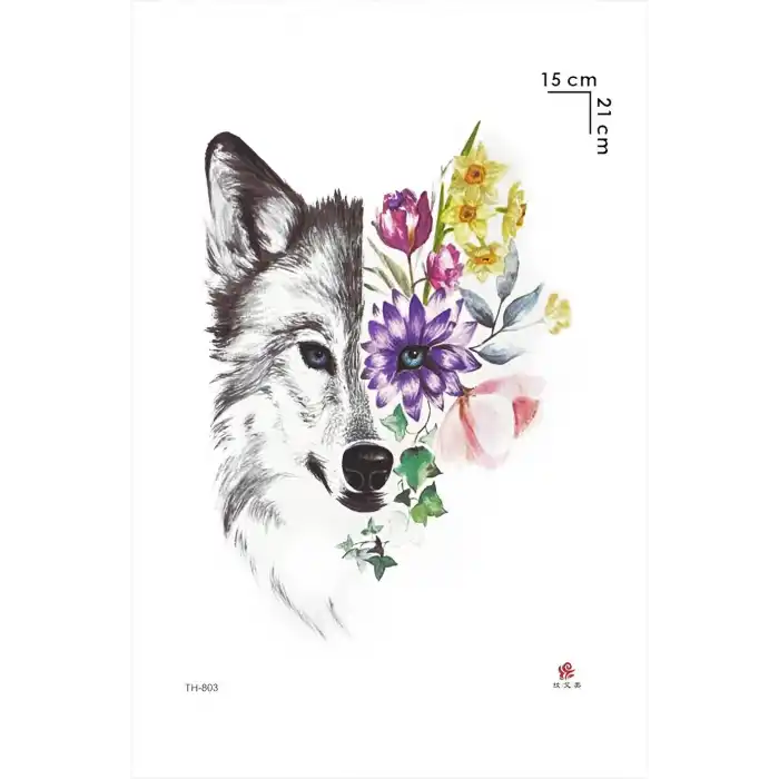 Kurt ve Çiçek Geçici Dövme Tattoo